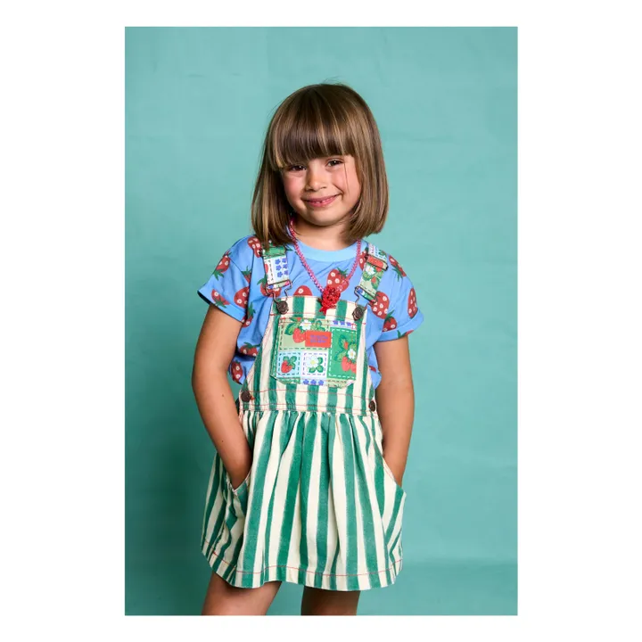 Vestido con peto de rayas Fragola | Verde- Imagen del producto n°1