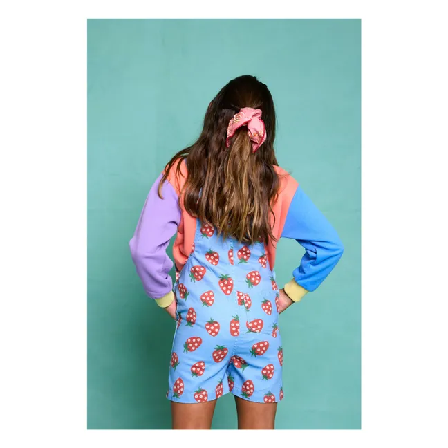 Puglia Strawberry Short Dungarees | Blue