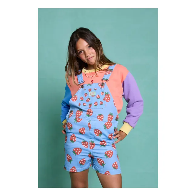Puglia Strawberry Short Dungarees | Blue