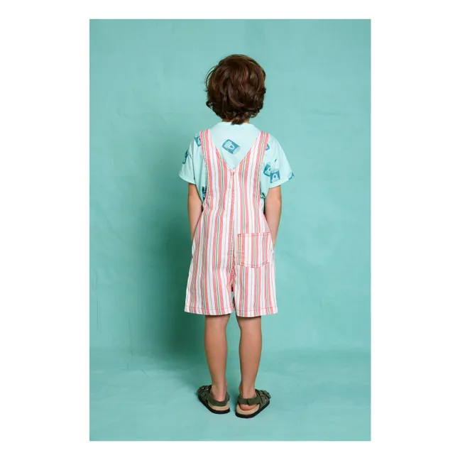 Lasagna Striped Short Dungarees | Pink