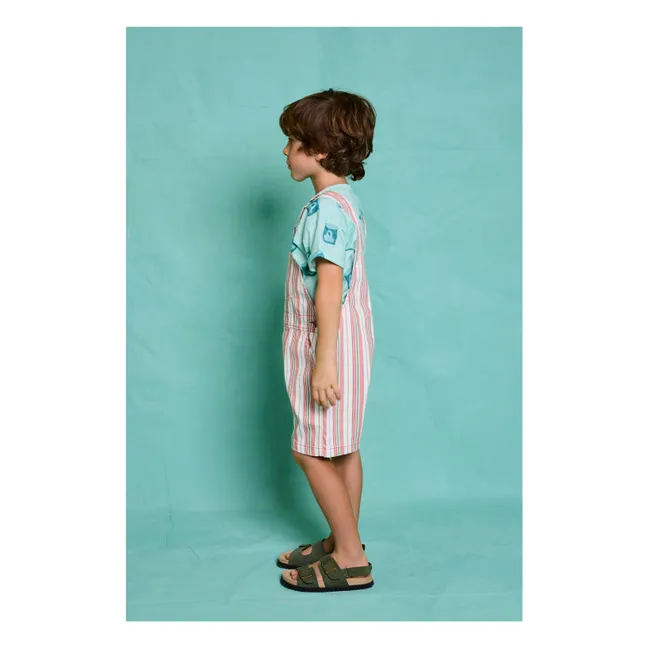 Lasagna Striped Short Dungarees | Pink