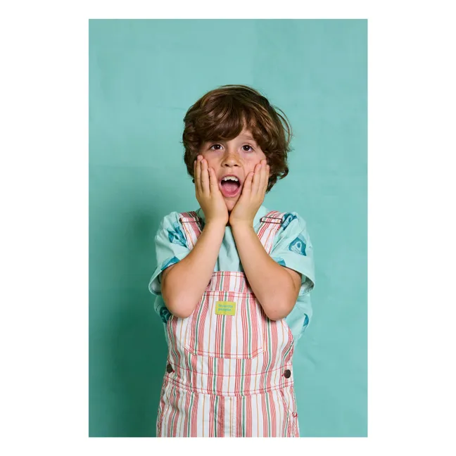 Lasagna Striped Short Dungarees | Pink