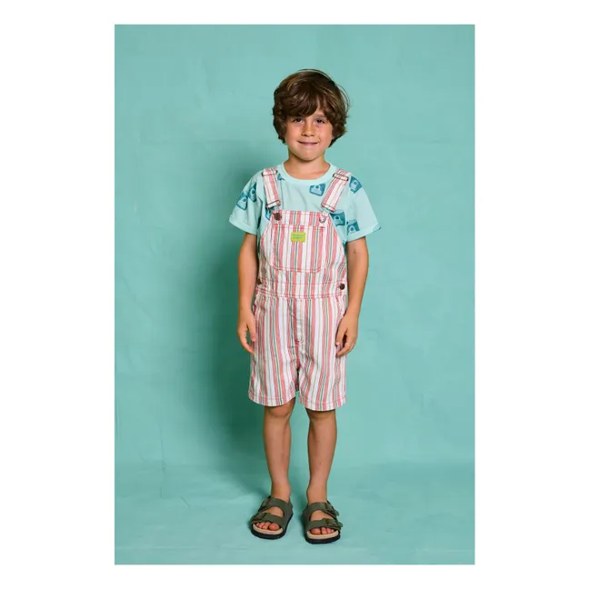Lasagna Striped Short Dungarees | Pink
