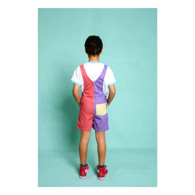 Colorblock Mozzarella Short Dungarees | Purple