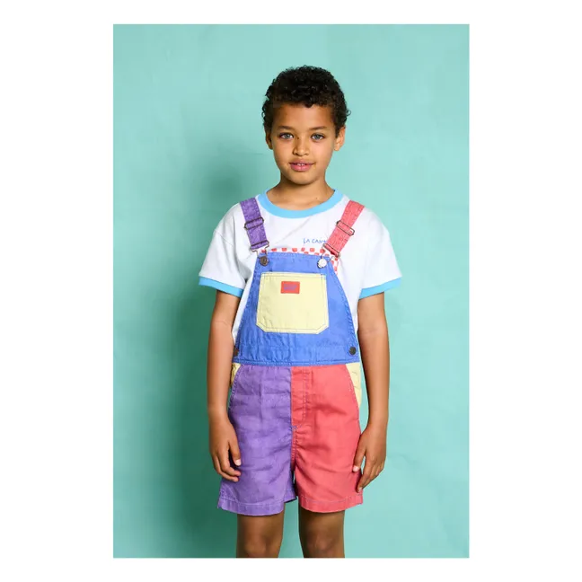Colorblock Mozzarella Short Dungarees | Purple