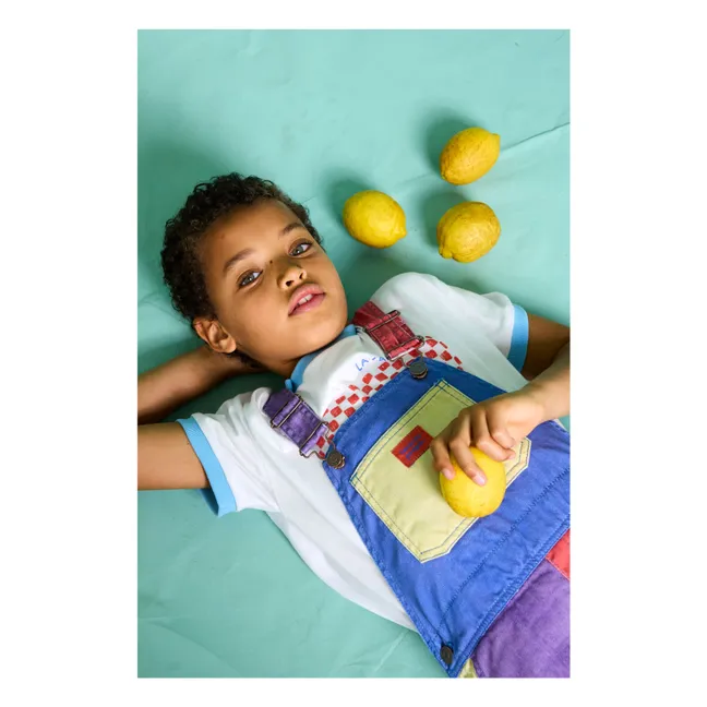 Colorblock Mozzarella Short Dungarees | Purple