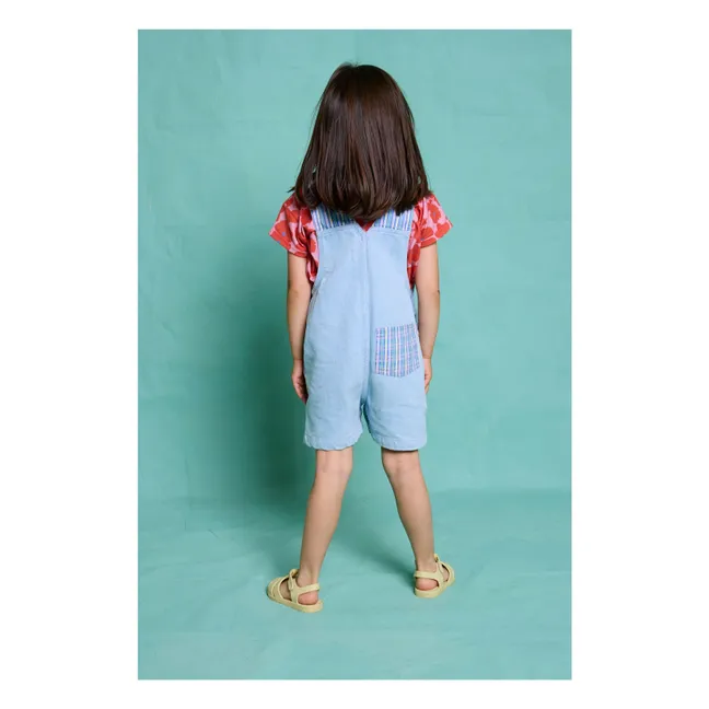 Striped Tagliatelle Short Dungarees | Blue