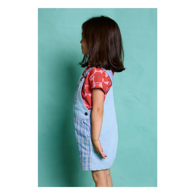 Striped Tagliatelle Short Dungarees | Blue