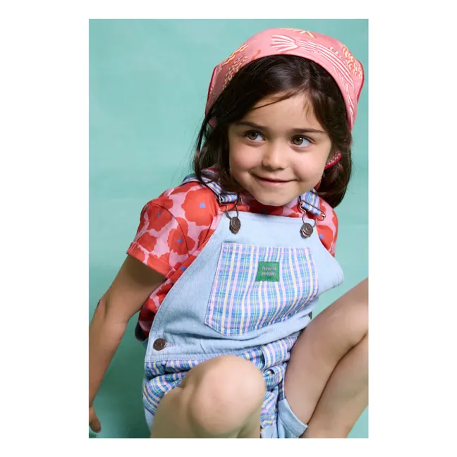 Striped Tagliatelle Short Dungarees | Blue