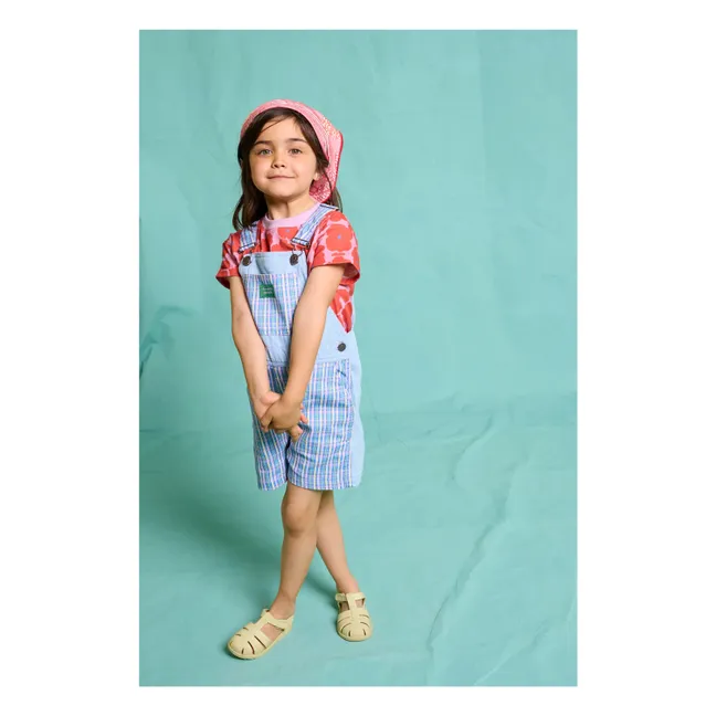 Striped Tagliatelle Short Dungarees | Blue