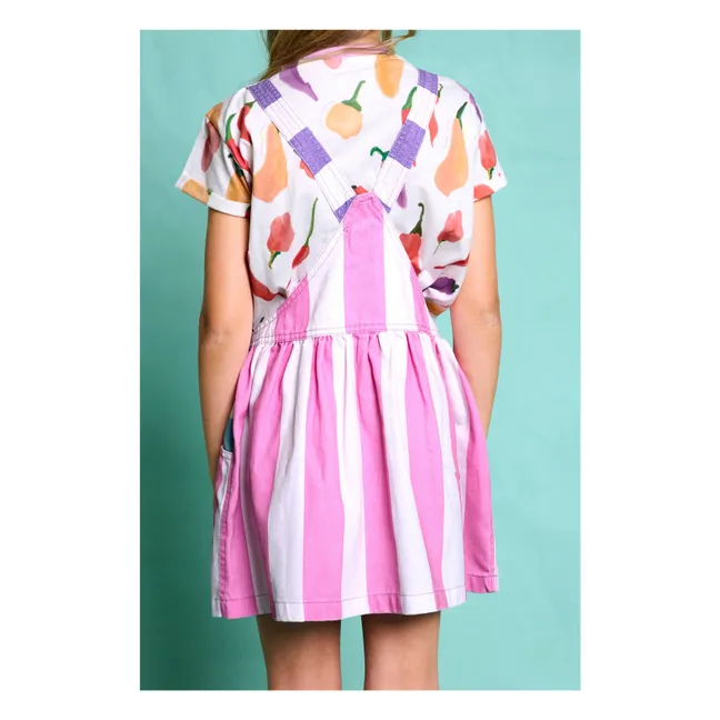 Vestido salopette a rayas Amore | Rosa