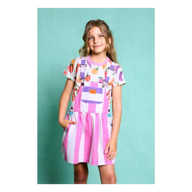 Vestido salopette a rayas Amore | Rosa