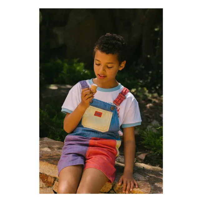 Colorblock Mozzarella Short Dungarees | Purple