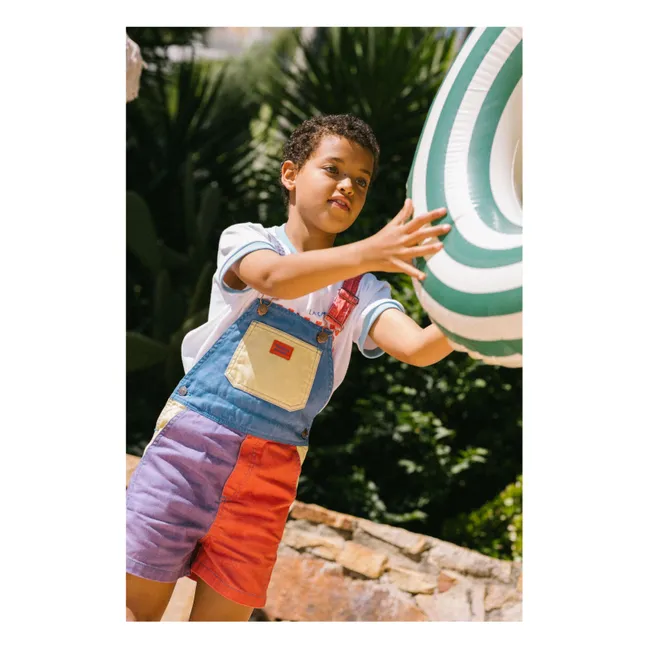 Colorblock Mozzarella Short Dungarees | Purple