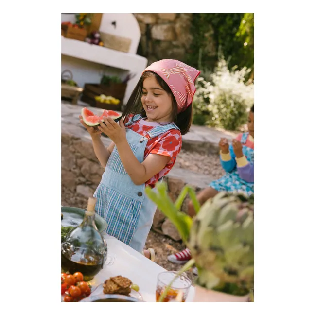 Striped Tagliatelle Short Dungarees | Blue