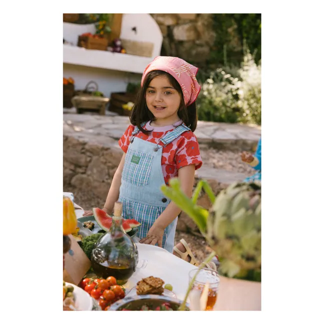 Striped Tagliatelle Short Dungarees | Blue