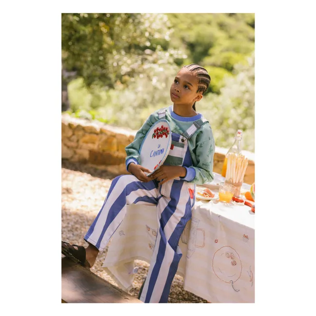 Striped Capri overalls | Blue