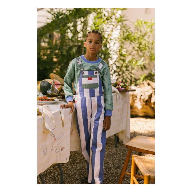 Striped Capri overalls | Blue