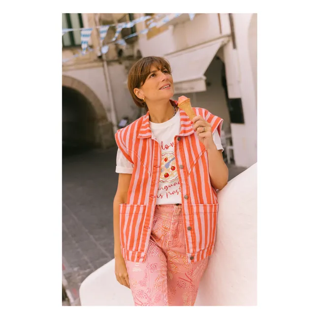 Chaqueta sin mangas a rayas Pasta Fresca - Colección Mujer | Rojo