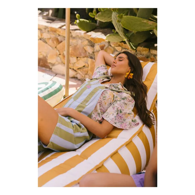 Ravioli Striped Short Dungarees - Women's Collection | Olive