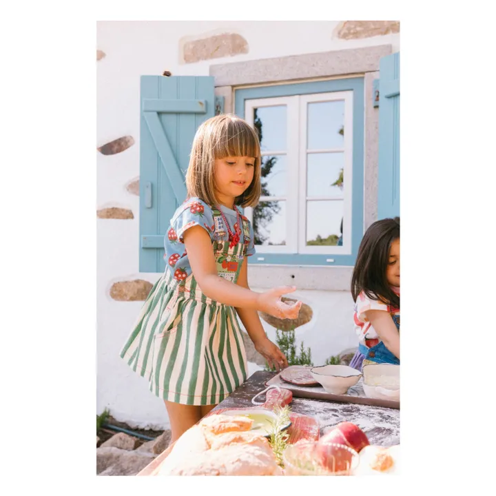 Vestido con peto de rayas Fragola | Verde- Imagen del producto n°3