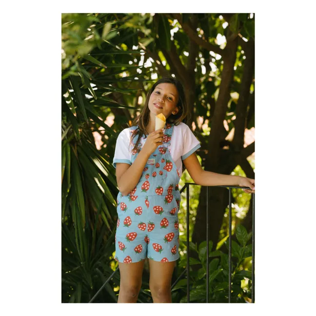 Puglia Strawberry Short Dungarees | Blue