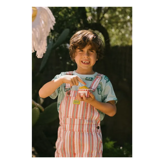 Lasagna Striped Short Dungarees | Pink