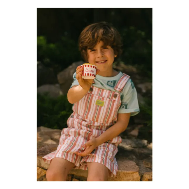 Lasagna Striped Short Dungarees | Pink