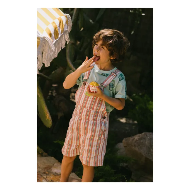 Lasagna Striped Short Dungarees | Pink