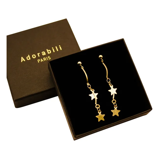 Pendientes Asimétricos 2 Estrellas | Dorado