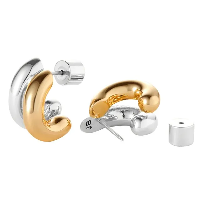 Boucles d'Oreilles Bicolores Mini Florence | Doré/Argenté