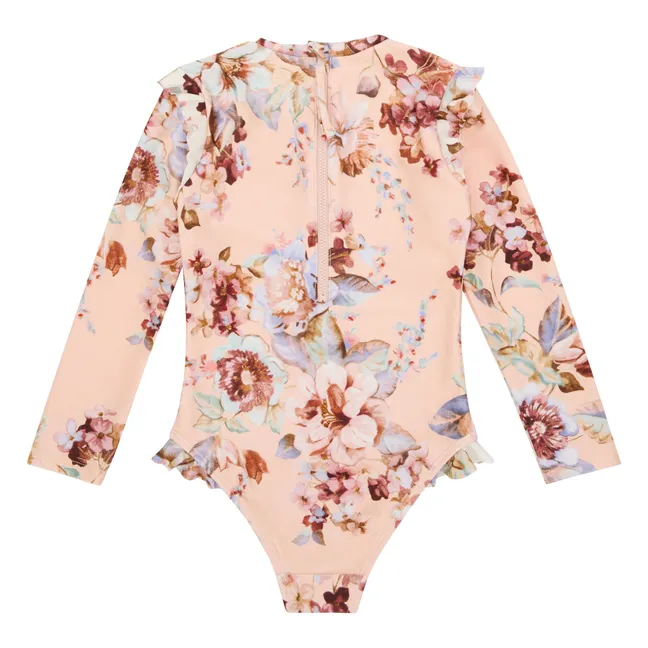 Awaken Floral Long Sleeve Swimsuit | Pale Pink