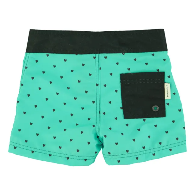 Shorts de baño Corazones de fibra reciclada | Verde