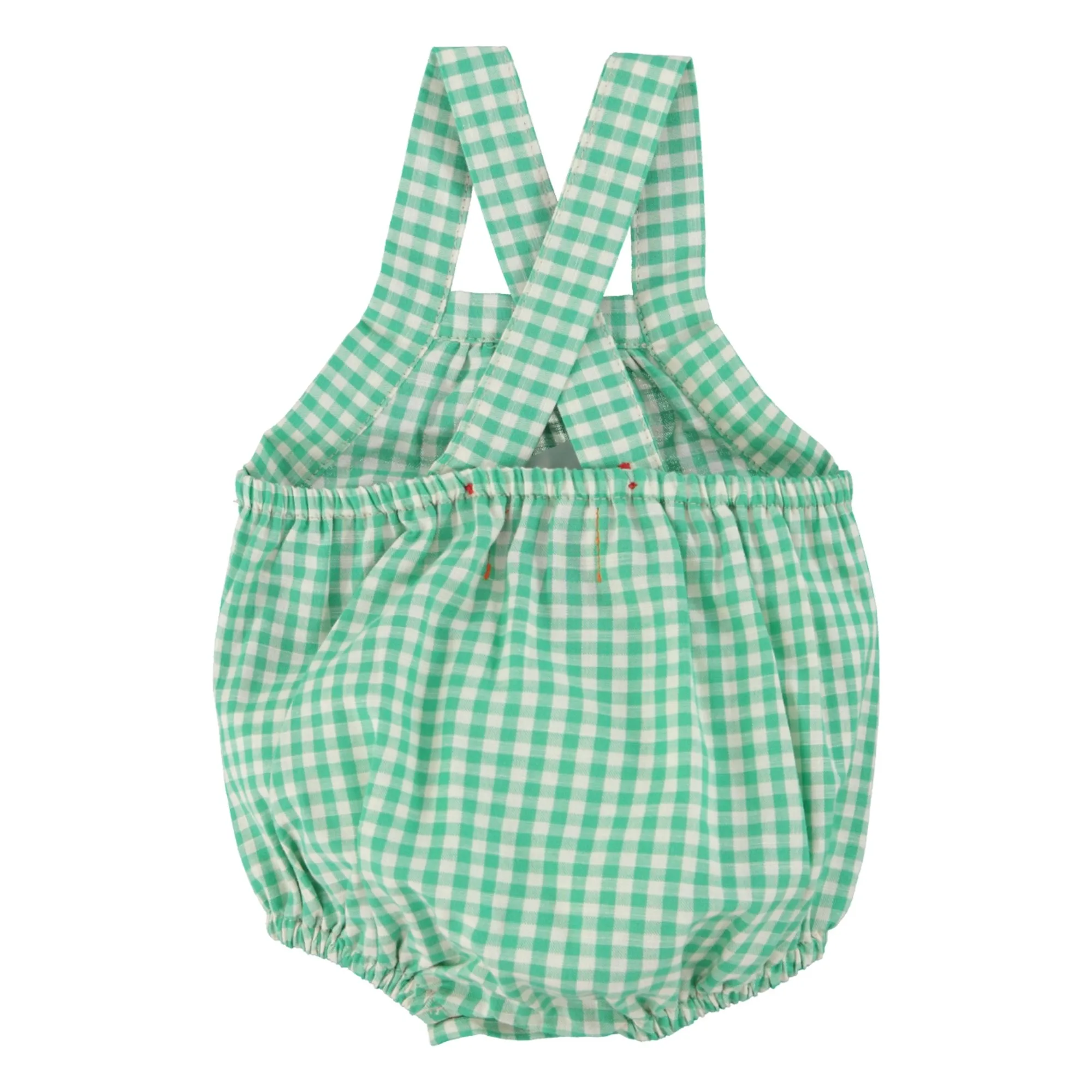 Barboteuse Vichy Coton Bio | Turquoise- Image produit n°1