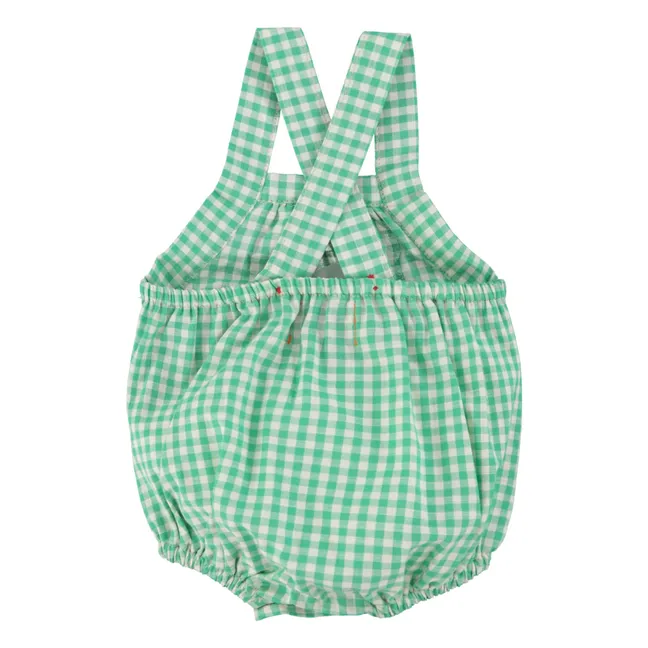 Pelele de algodón ecológico Vichy | Turquoise