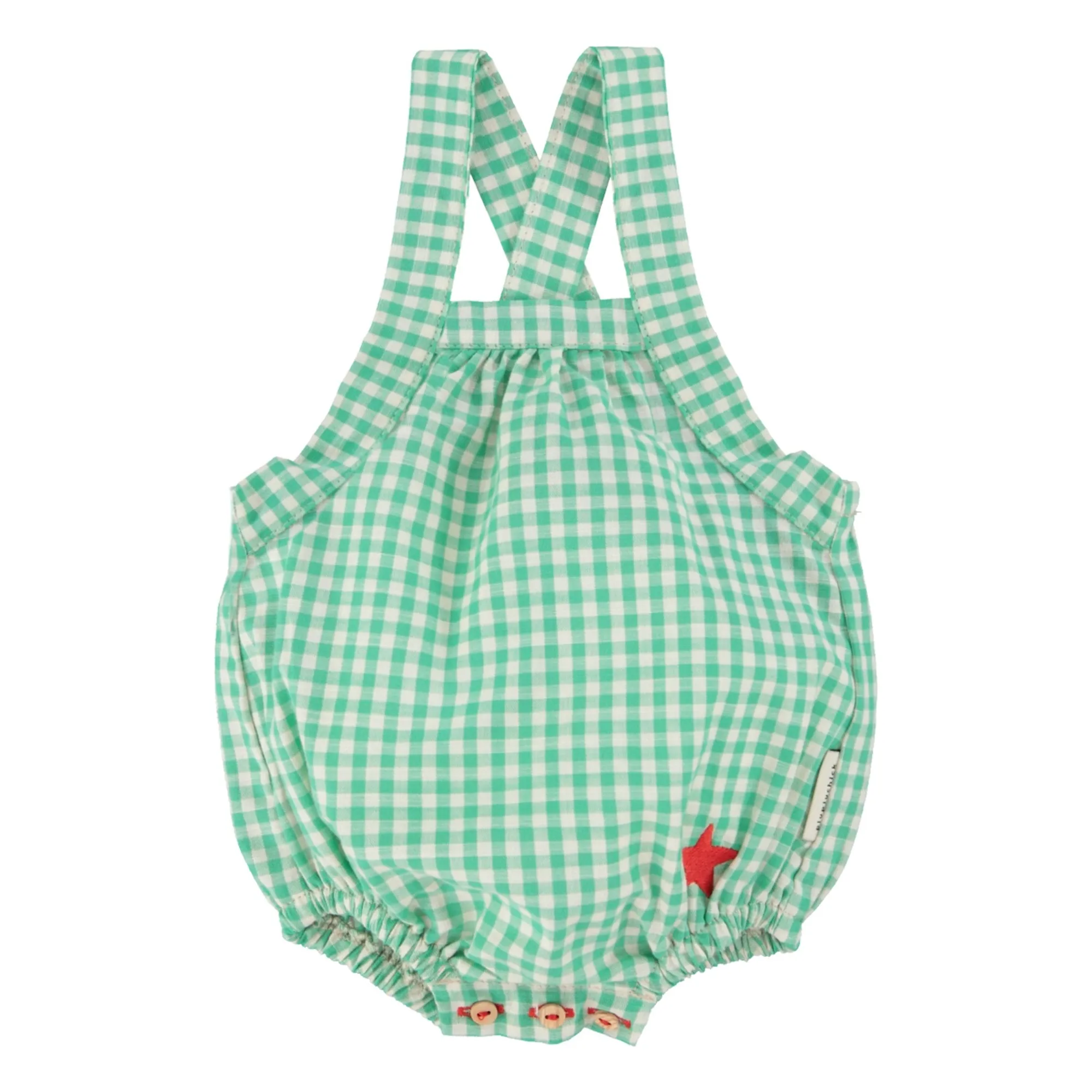 Barboteuse Vichy Coton Bio | Turquoise- Image produit n°0