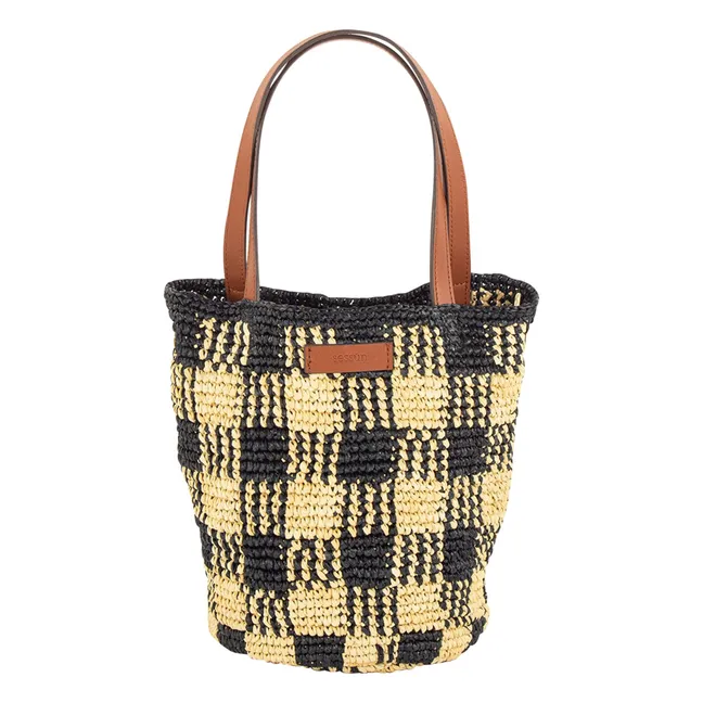 Borsa Mimi Tara R in rafia | Nero