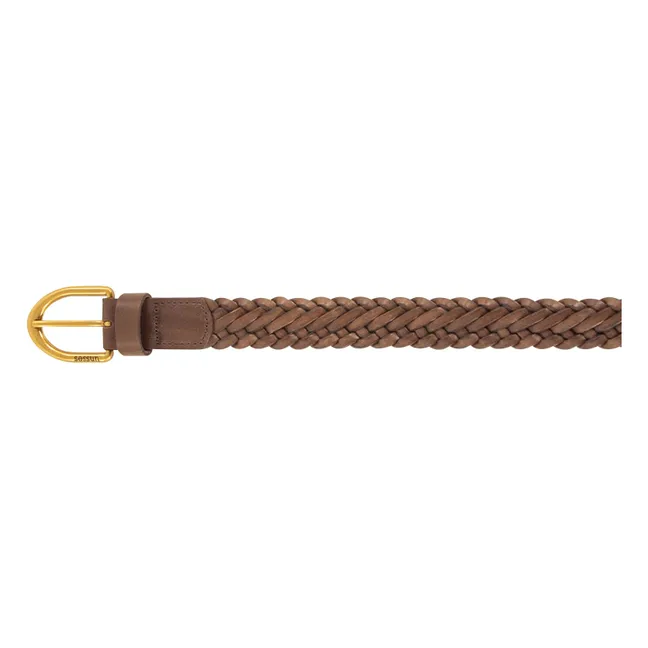 Bonito Braided Leather Belt | Coffee