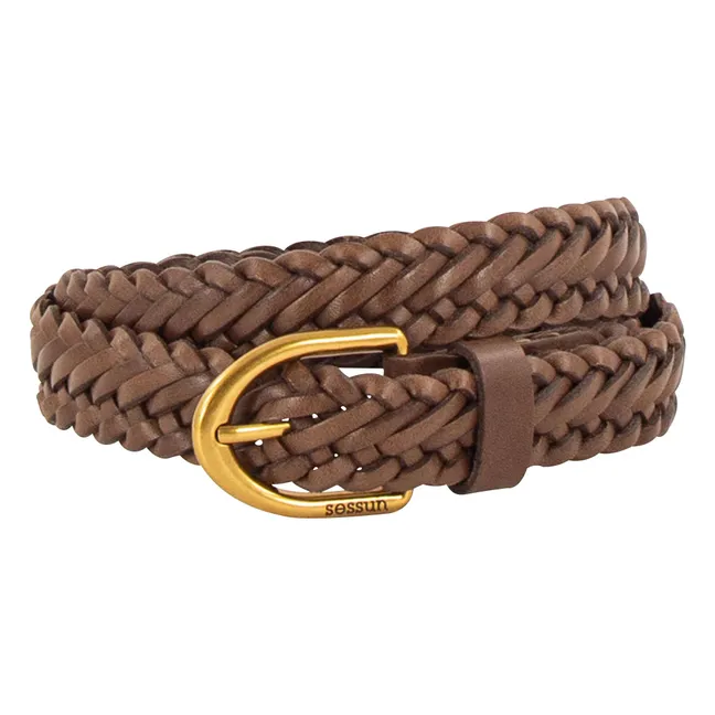 Bonito Braided Leather Belt | Coffee