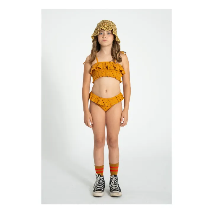Maillot de Bain 2 Pièces Côtelé Volants Cœurs Coton Bio | Camel- Image produit n°1
