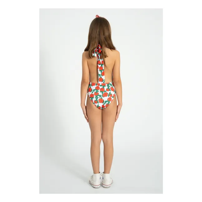 Ribbed Halter Swimsuit Roses Recycled Fibers | Ecru