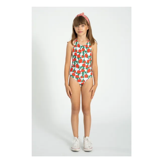 Ribbed Halter Swimsuit Roses Recycled Fibers | Ecru