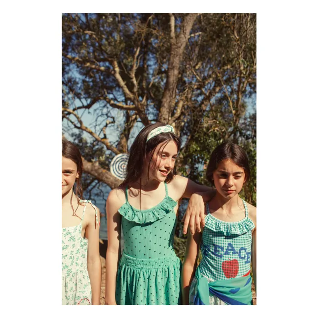 Ribbed Swimsuit with Heart Flounce Organic Cotton | Green