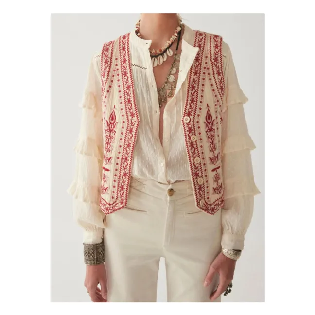 Embroidered jacket  | Marled red - Off-white
