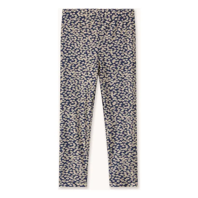 Legging Brillant Fleuri | Bleu marine