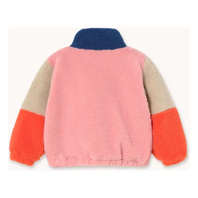 Veste Façon Sherpa Colorblock | Rose