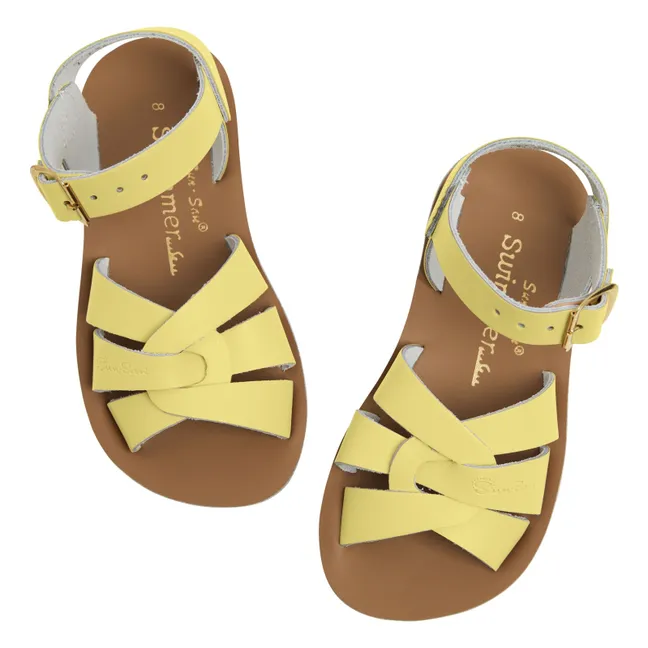 Waterproof Swimmer Leather Sandals | Pale yellow