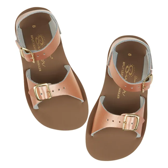 Sandalias surferas de piel impermeable | Oro rosado