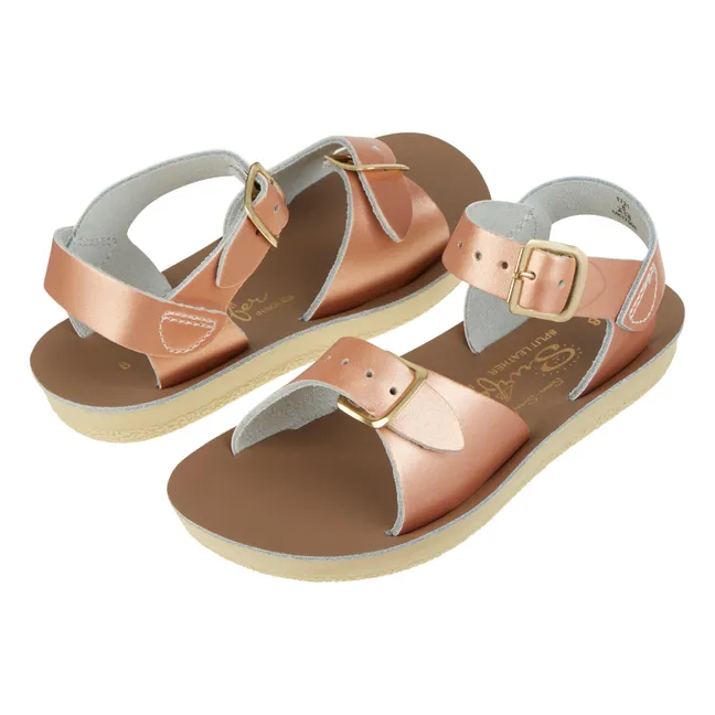 Sandalias surferas de piel impermeable | Oro rosado