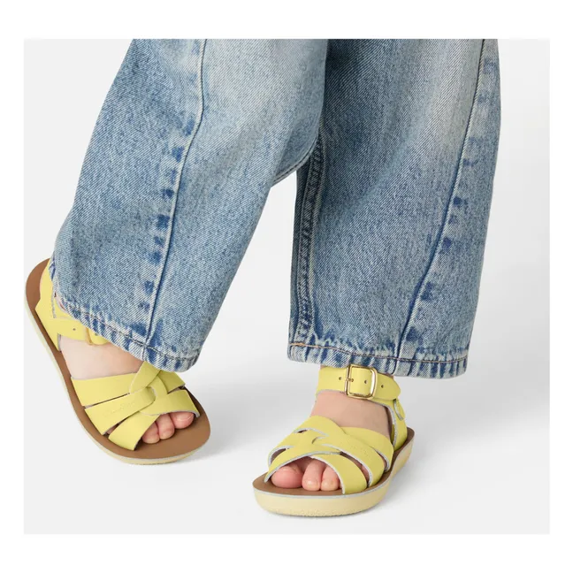 Waterproof Swimmer Leather Sandals | Pale yellow